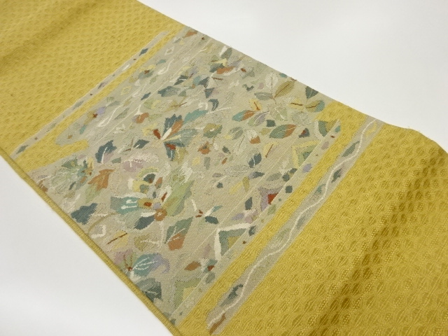 JAPANESE FUKURO OBI / WOVEN ABSTRACT FLOWER ARABESQUE